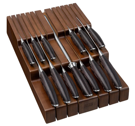 HOSHANHO 14-Piece Knife Set: professional knife set with block, high-carbon stainless steel, ultra-sharp with built-in sharpener.